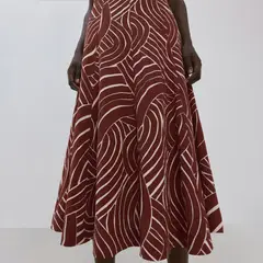 MANGO - Falda Evasé Estampado Geométrico Mujer