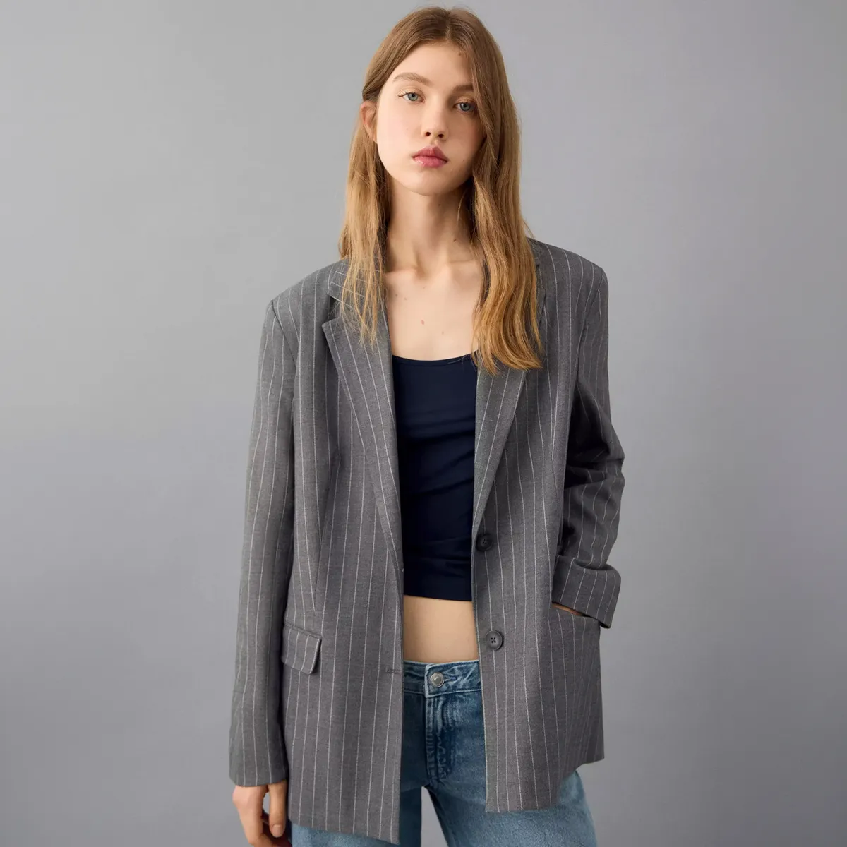 MANGO TEEN - Blazer Traje Rayas Mujer Mango Teen