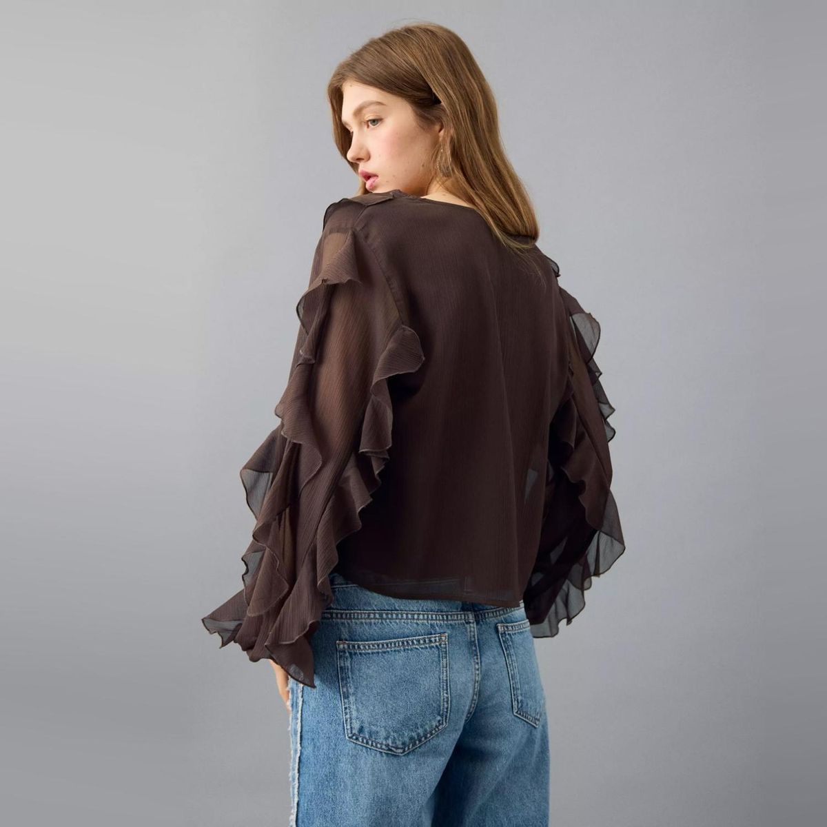 MANGO TEEN - Blusa Volantes Fluida Mujer Mango Teen
