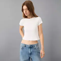 MANGO TEEN - Polera Manga Corta Canalé