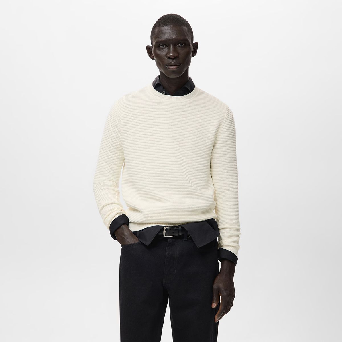 MANGO MAN - Sweater Punto Estructura 100% Algodón Hombre Mango Man