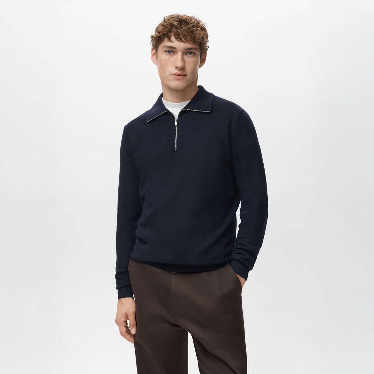 MANGO MAN - Sweater Microestructura Cuello Cremallera Hombre Mango Man