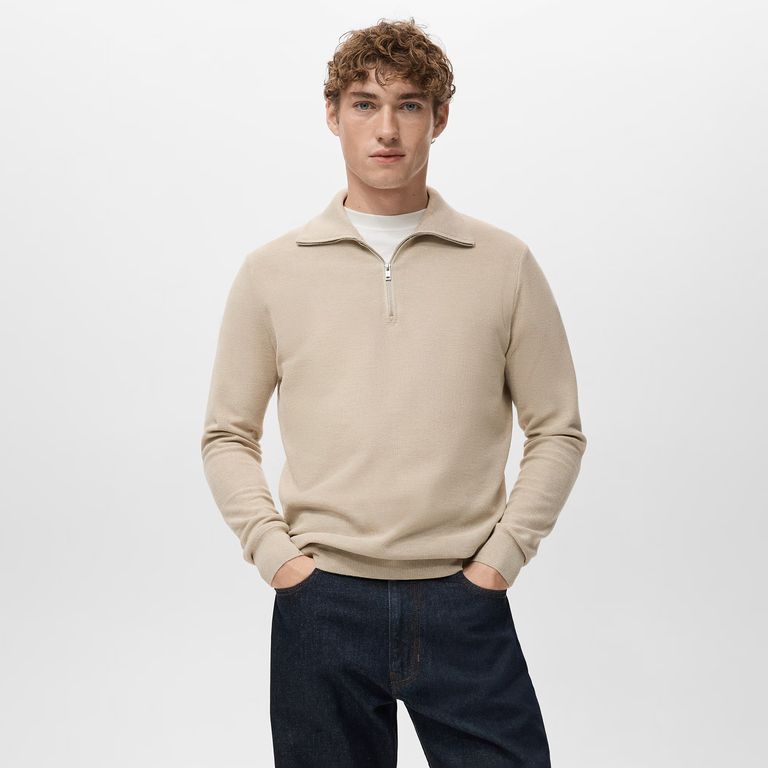 Sweater Microestructura Cuello Cremallera Hombre