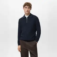 MANGO MAN - Sweater Microestructura Cuello Cremallera Hombre