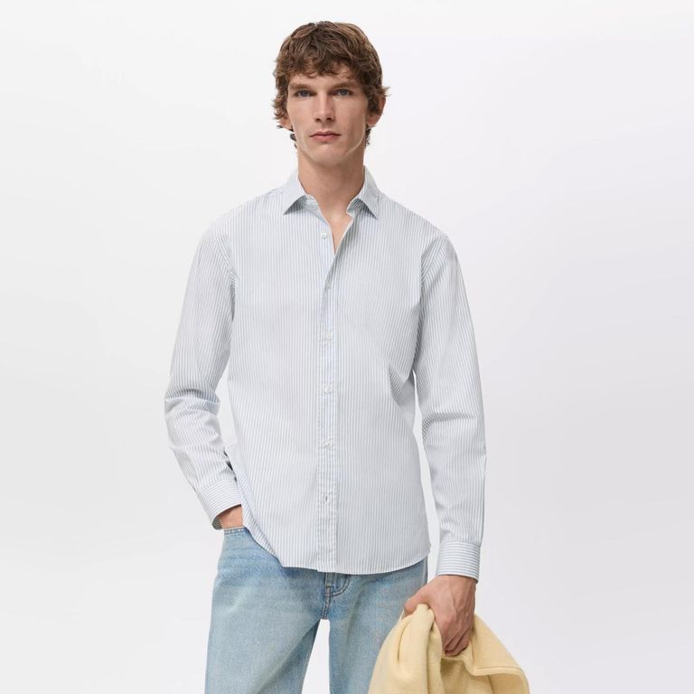 Camisa Algodón Rayas Regular Fit Hombre