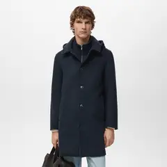 MANGO MAN - Abrigo Lana Cuello Interior Desmontable Hombre