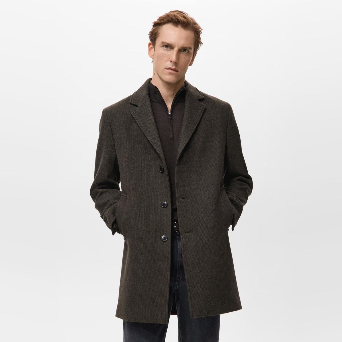 MANGO MAN - Abrigo Ligero Lana Reciclada Hombre Mango Man