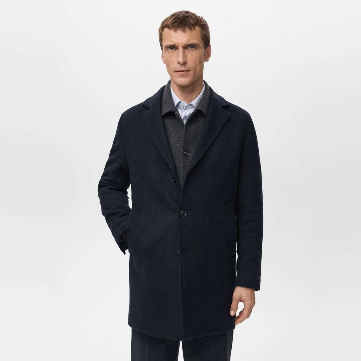 MANGO MAN - Abrigo Ligero Lana Reciclada Hombre Mango Man