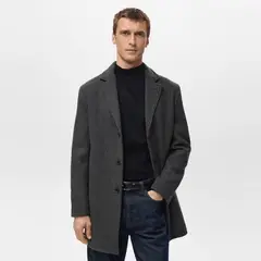 MANGO MAN - Abrigo Ligero Lana Reciclada Hombre