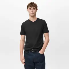 MANGO MAN - Polera 100% Algodón Cuello Pico Slim Fit Hombre