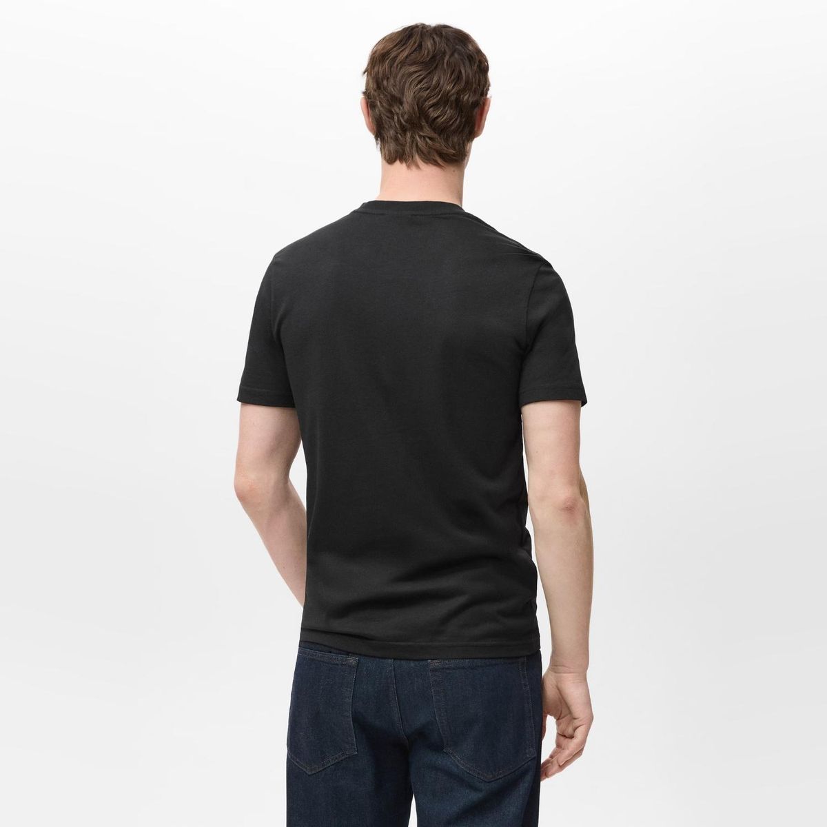 MANGO MAN - Polera 100% Algodón Cuello Pico Slim Fit Hombre Mango Man