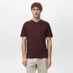 MANGO MAN - Polera 100% Algodón Cuello Pico Slim Fit Hombre