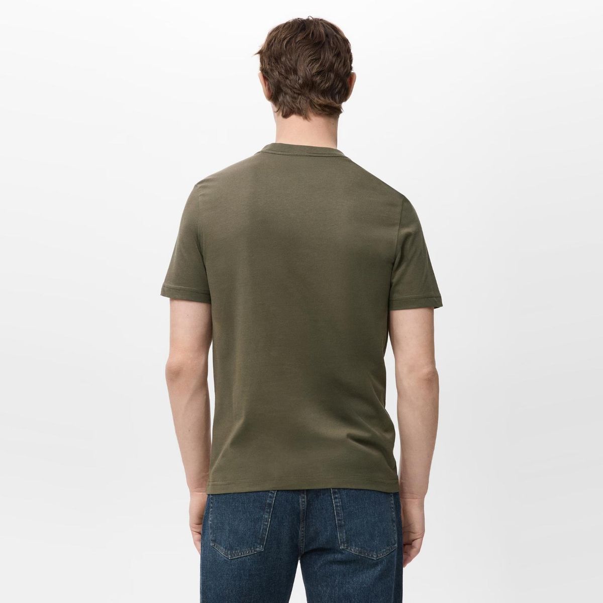 MANGO MAN - Polera 100% Algodón Cuello Pico Slim Fit Hombre Mango Man