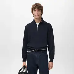 MANGO MAN - Polerón Algodón Regular Fit cierre Hombre