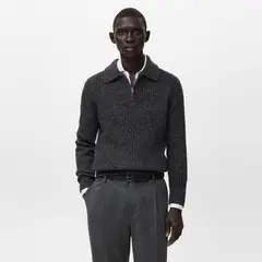 MANGO MAN - Sweater Mezcla Lana Cremallera Hombre