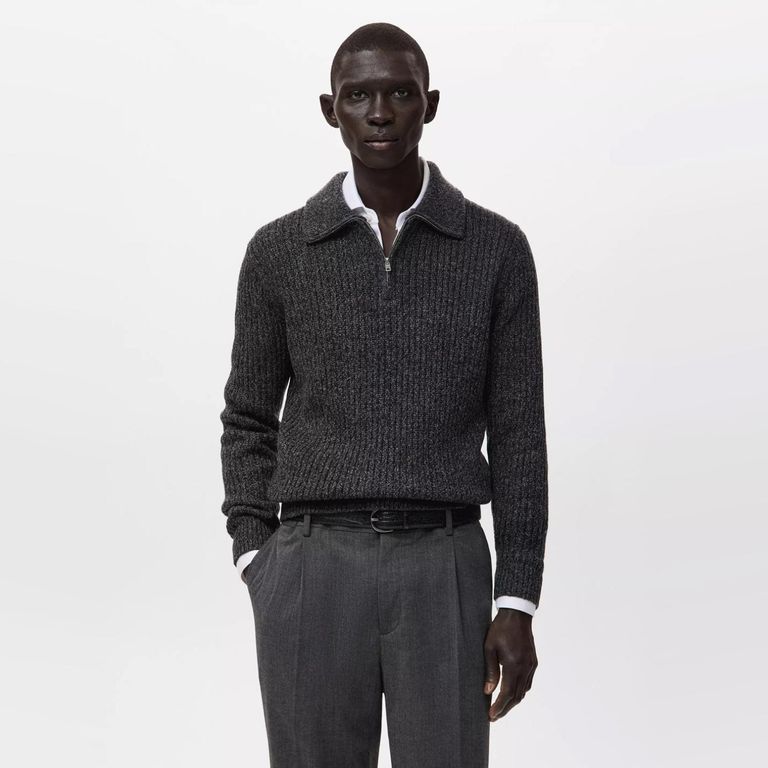 Sweater Mezcla Lana Cierre Hombre