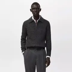 MANGO MAN - Sweater Mezcla Lana Cierre Hombre