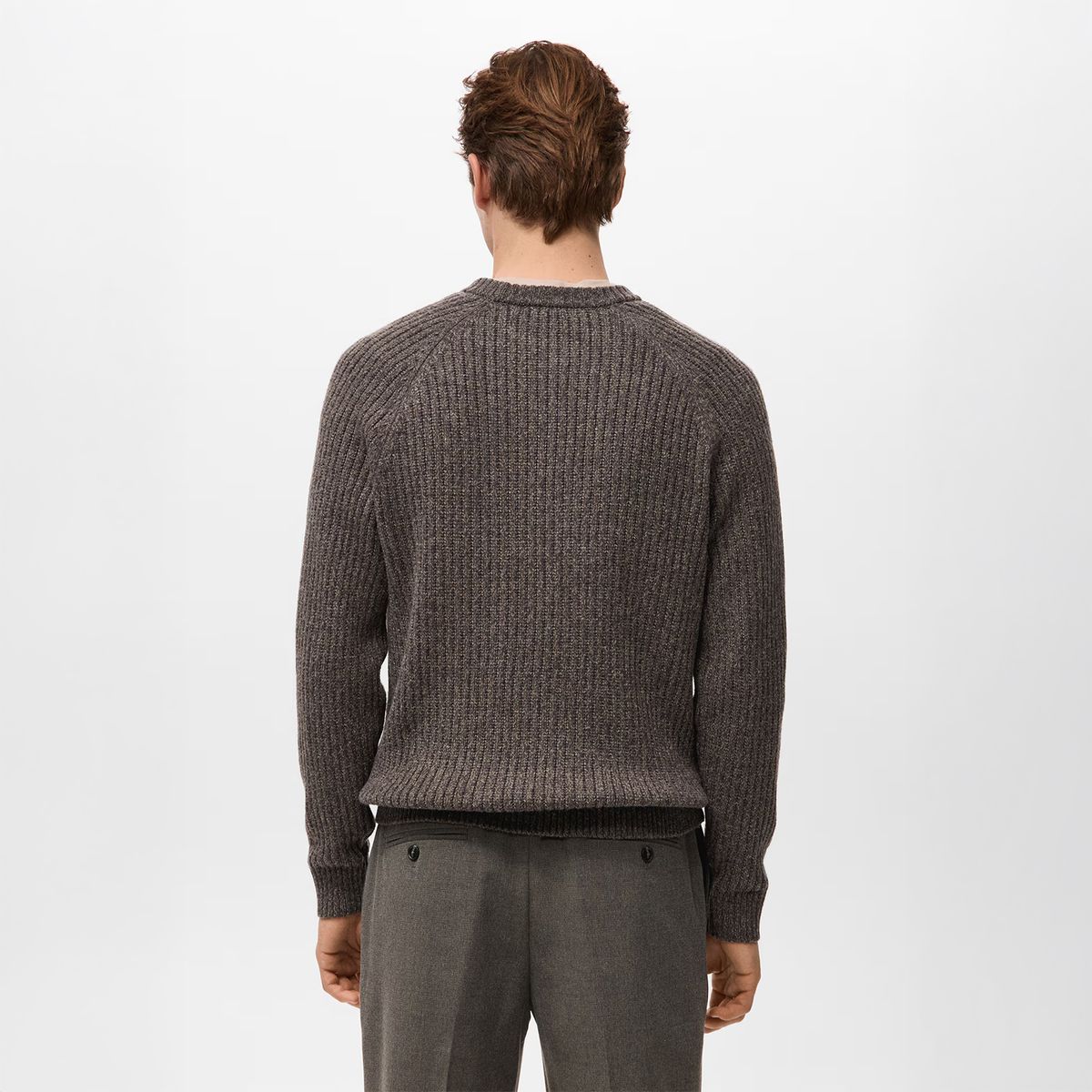 MANGO MAN - Sweater Punto Canalé Mezcla Lana Hombre Mango Man