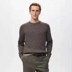 MANGO MAN - Sweater Punto Canalé Mezcla Lana Hombre