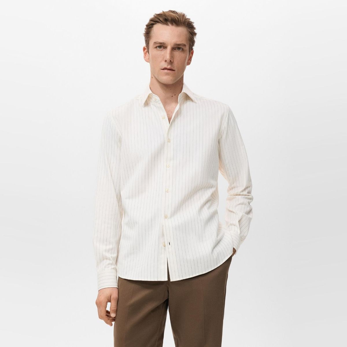 MANGO MAN - Camisa Rayas 100% Algodón Regular Fit Hombre Mango Man