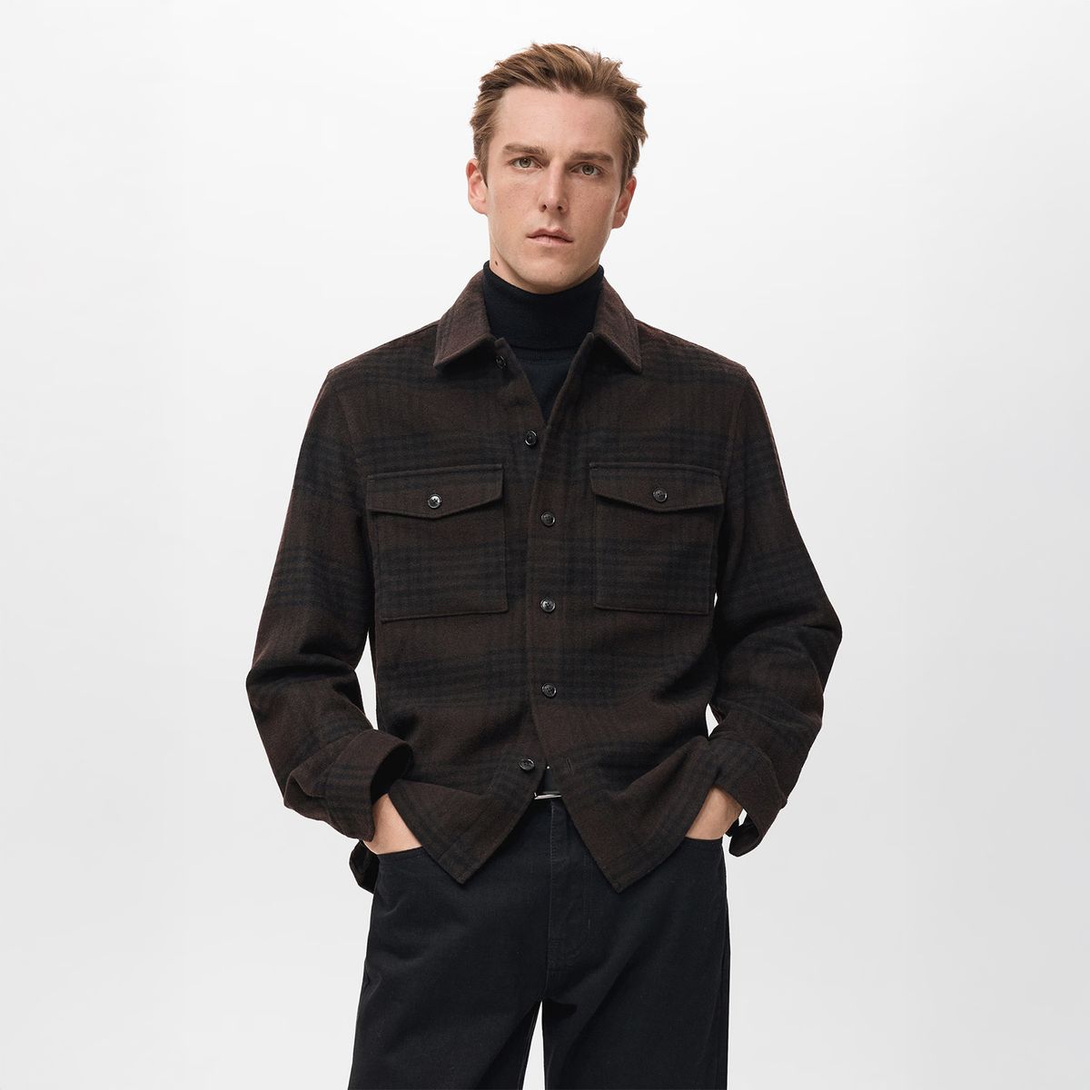 MANGO MAN - Chaqueta Mezcla Lana Cuadros Hombre Mango Man