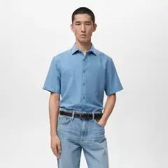 MANGO MAN - Camisa Algodón Manga Corta Hombre Mangon Man