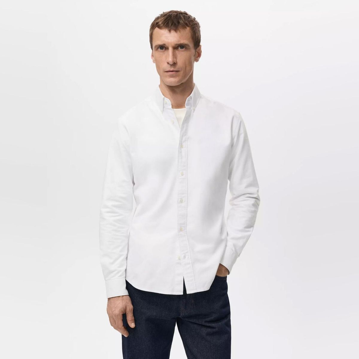 MANGO MAN - Camisa 100% Algodón Oxford Hombre Mango Man