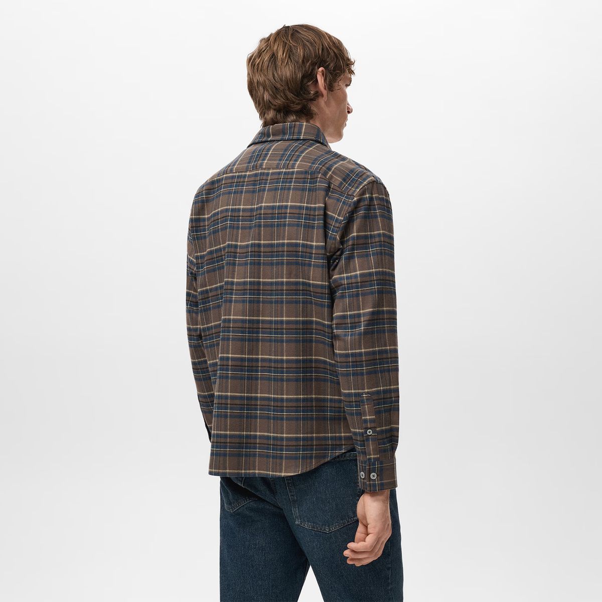 MANGO MAN - Camisa 100% Algodón Franela Cuadros Hombre Mango Man