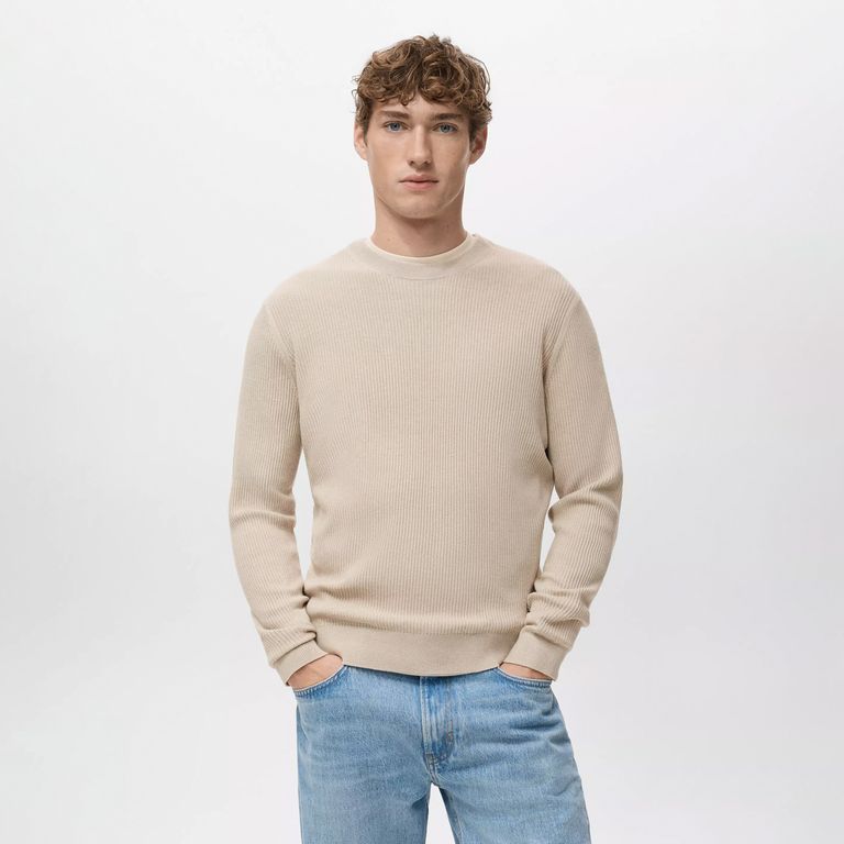 Sweater Algodón Punto Fino Canalé Hombre