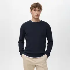 MANGO MAN - Sweater Algodón Punto Fino Canalé Hombre