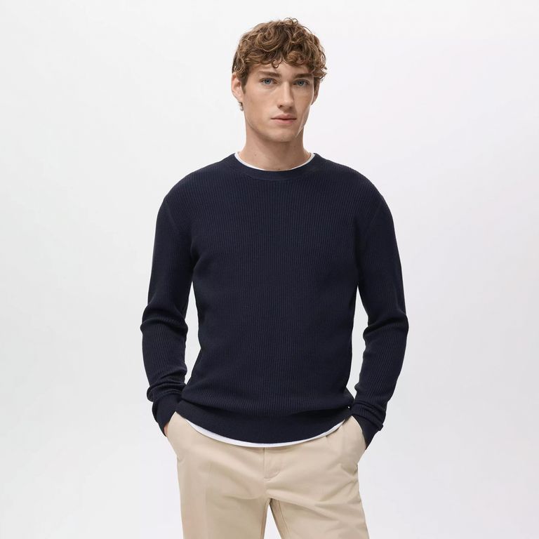 Sweater Algodón Punto Fino Canalé Hombre