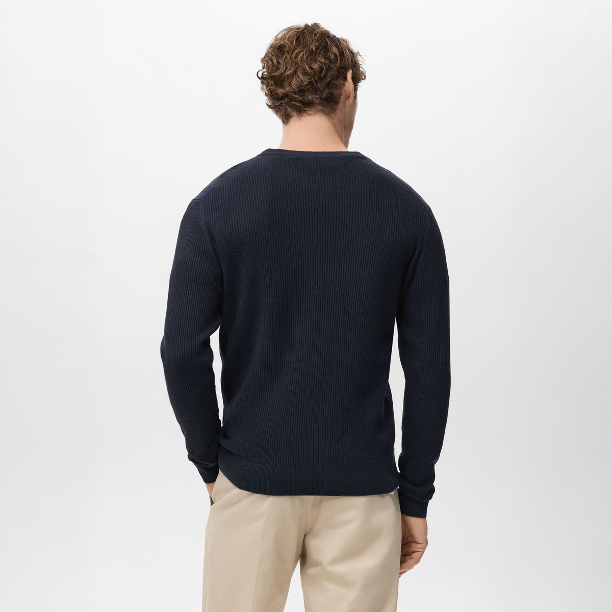 MANGO MAN - Sweater Algodón Punto Fino Canalé Hombre Mango Man