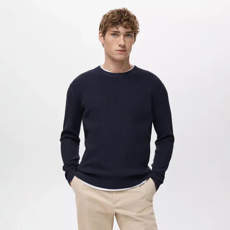 Sweater Algodón Punto Fino Canalé Hombre