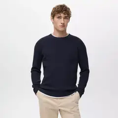 MANGO MAN - Sweater Algodón Punto Fino Canalé Hombre