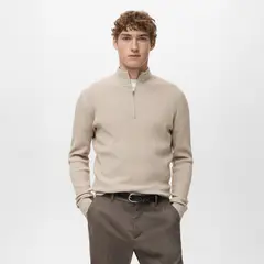 MANGO MAN - Sweater Canalé Cuello Cierre Hombre