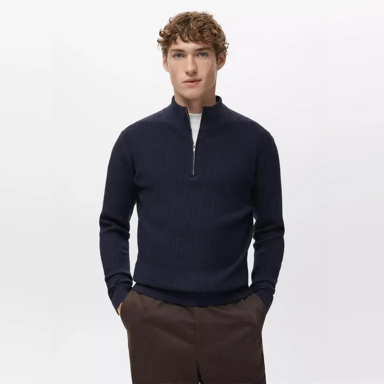 Sweater Canalé Cuello Cierre Hombre