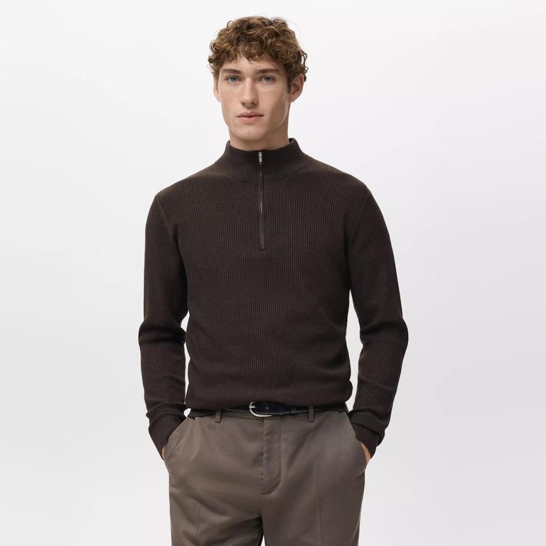 Sweater Canalé Cuello Cierre Hombre