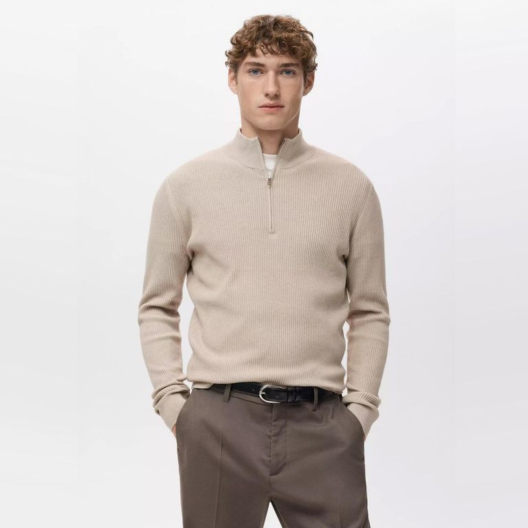 Sweater Canalé Cuello Cierre Hombre