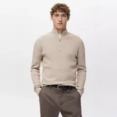 MANGO MAN - Sweater Canalé Cuello Cierre Hombre