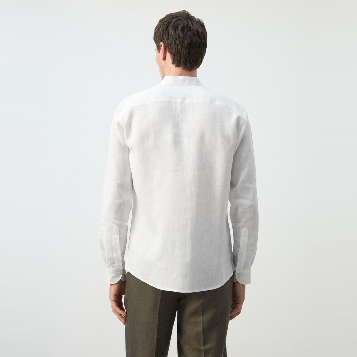 MANGO MAN - Camisa 100% Lino Cuello Mao Hombre Mango Man