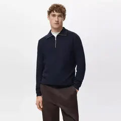 MANGO MAN - Sweater Microestructura Cuello Cremallera Hombre