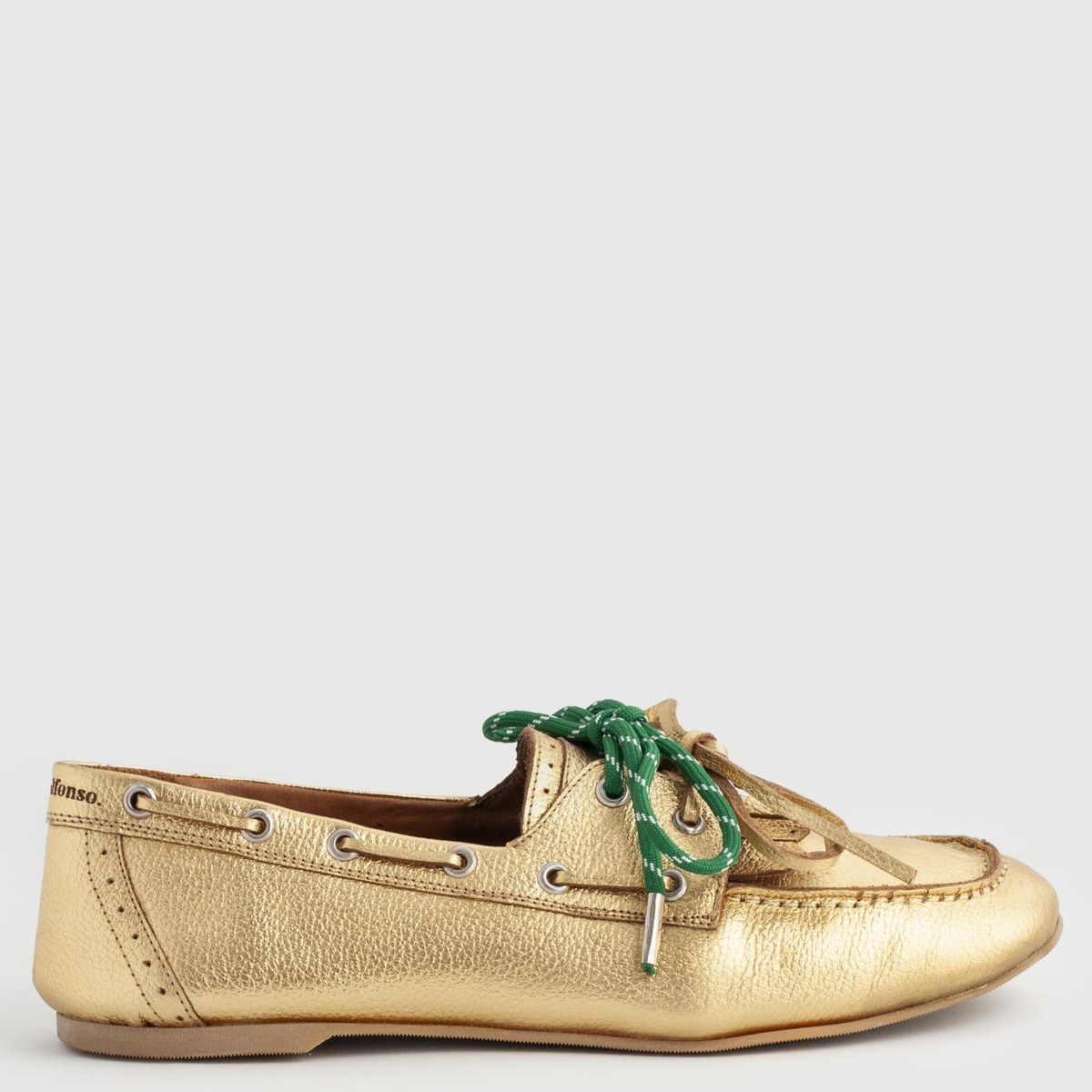 AURORA ALFONSO - Mocasín Mujer Cuero Dorado Aurora Alfonso