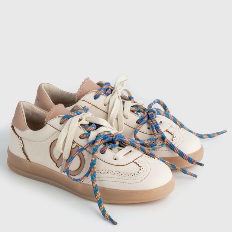 Zapatilla Urbana Mujer Cuero Azul