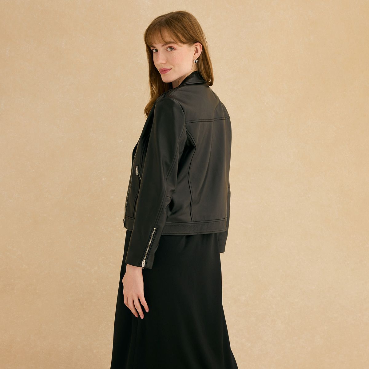 BIMANI - Chaqueta Biker 100% Cuero Mujer Bimani