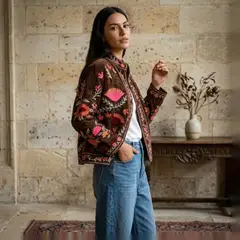 TOLATOLI - Chaqueta Bordada 100% Algodón Mujer