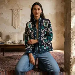 TOLATOLI - Chaqueta Bordada 100% Algodón Mujer