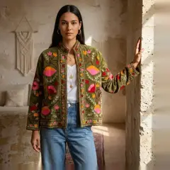 TOLATOLI - Chaqueta Bordada 100% Algodón Mujer