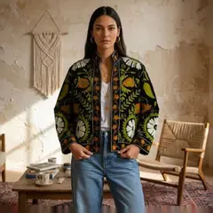 TOLATOLI - Chaqueta Bordada 100% Algodón Mujer