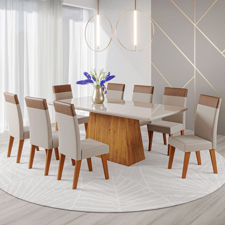 MICA Juego De Comedor 8 Sillas Terranova Beige