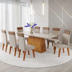 MICA - Juego De Comedor 8 Sillas Terranova Beige